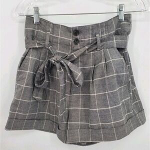 Abercrombie & Fitch Belted High Rise Gray Plaid Dress Shorts Women's Size Small